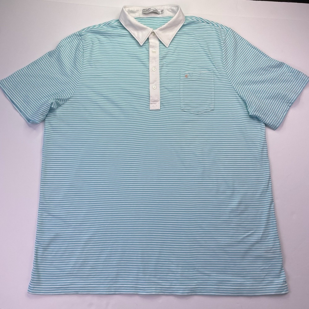 Criquet Shirt Mens XXL Blue White Striped Polo Organic Cotton Golf Preppy Casual